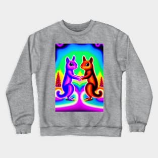 CARTOON 2 SQUIRRELS DANCING AT SUNSET Crewneck Sweatshirt